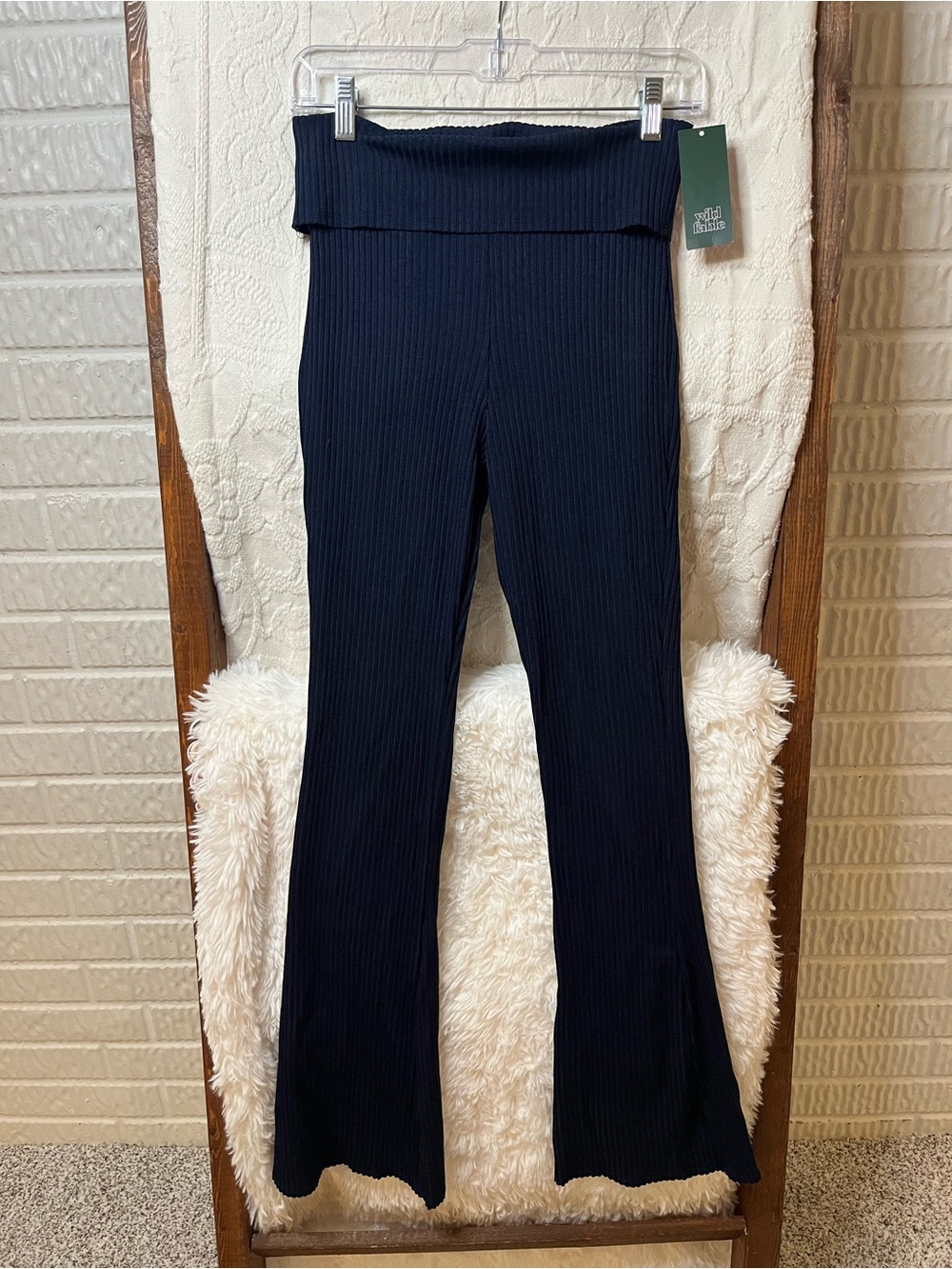 NWT Wild Fable Navy Ribbed Foldover Flare Leggings XS